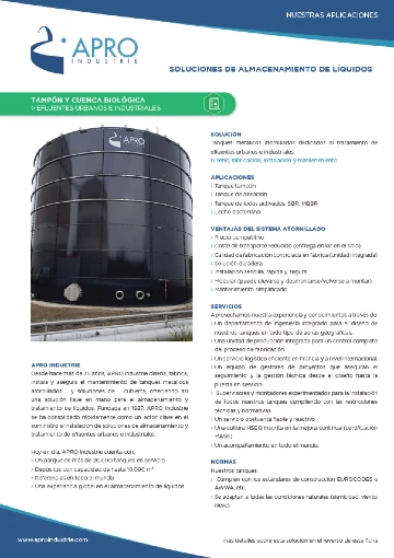 Ficha de aplicación- Tanque tampón y tanque biológico